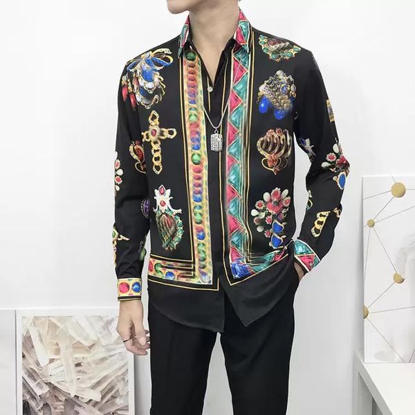 22 designer men slim fit fashion animal printed dress shirts social masculina long sleeve shirt mens clothes medusa shirt italian 3xl, White;black
22 designer men slim fit fashion animal printed dress shirts social masculina long sleeve shirt mens clothes medusa shirt italian 3xl, White;black