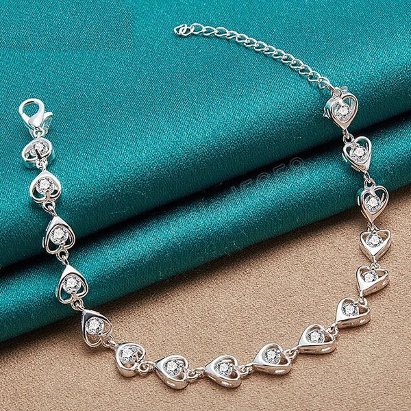 925 sterling silver aaa zircon heart chain bracelet for women wedding party simple fashion girl lady christmas jewelry, Golden;silver
925 sterling silver aaa zircon heart chain bracelet for women wedding party simple fashion girl lady christmas jewelry, Golden;silver