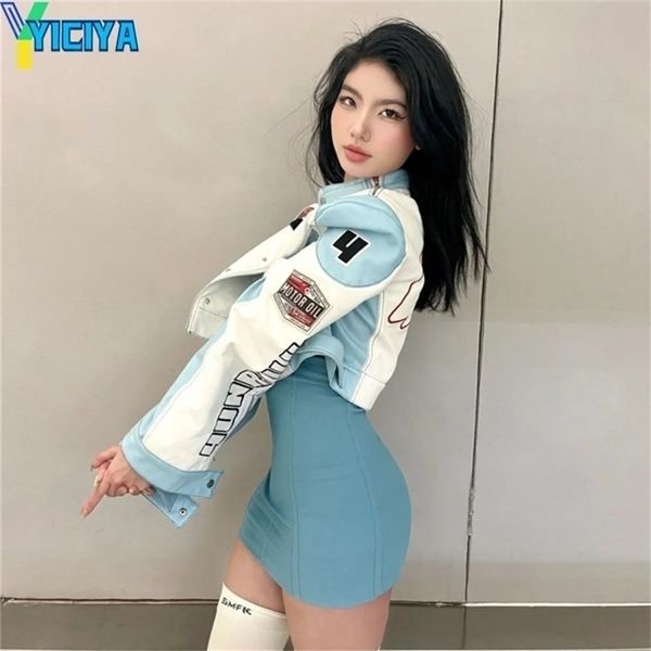yiciya bomber woman short race car jacket vintage embroidery long sleeves american varsity baseball jackets bombers y2k coats 220817, Black;brown
yiciya bomber woman short race car jacket vintage embroidery long sleeves american varsity baseball jackets bombers y2k coats 220817, Black;brown