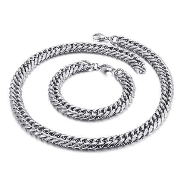 11mm wide jewelry set stainless steel double link chain necklace bracelet set for women men gifts silver gold black
11mm wide jewelry set stainless steel double link chain necklace bracelet set for women men gifts silver gold black