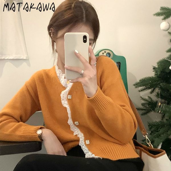 short womens sweater loosefitting outer wear japanese knitted cardigan coat vneck lace woman sweaters 210506, White
short womens sweater loosefitting outer wear japanese knitted cardigan coat vneck lace woman sweaters 210506, White
