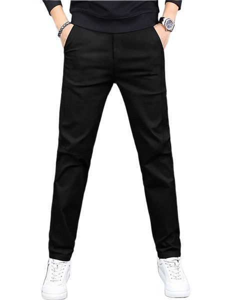 men solid slant pocket tailored pants 67qv#, Black