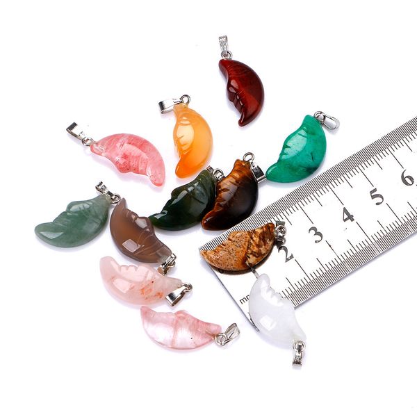 natural stone chakra reiki healing quartz crystal carve moon pendant necklace for women men jewelr, Silver
natural stone chakra reiki healing quartz crystal carve moon pendant necklace for women men jewelr, Silver