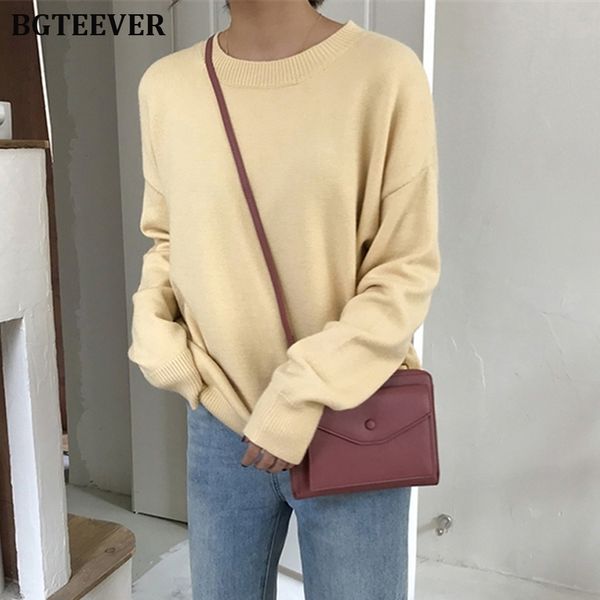 bgteever basic oneck knitted jumpers for women sweater casual loose long sleeve winter sweater female pullovers streetwear y200116, White;black
bgteever basic oneck knitted jumpers for women sweater casual loose long sleeve winter sweater female pullovers streetwear y200116, White;black