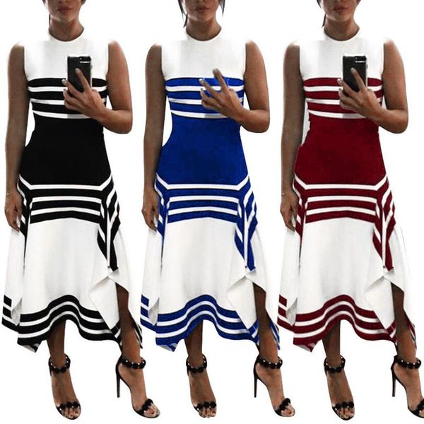 casual dresses summer women party color blocks striped sleeveless slim fits irregular maxi dress, Black;gray
casual dresses summer women party color blocks striped sleeveless slim fits irregular maxi dress, Black;gray