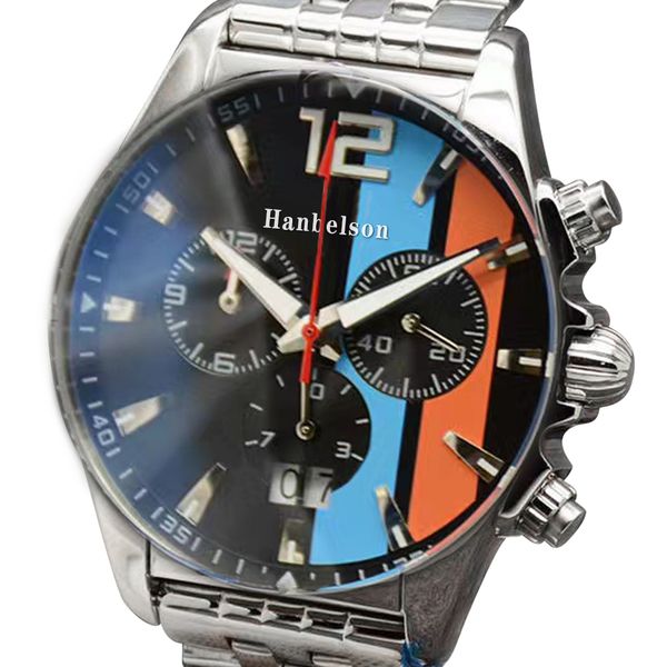 sports mens watch japan quartz movement chronograph f1 steel case color stripe dial large date window rubber strap wristwatch, Slivery;brown
sports mens watch japan quartz movement chronograph f1 steel case color stripe dial large date window rubber strap wristwatch, Slivery;brown