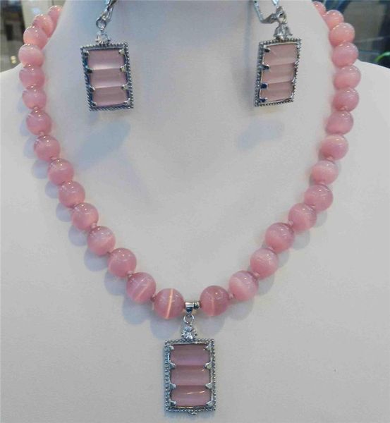 beautiful pink mexican 8mm opal round beads gems pendant necklace earring set 18", Silver
beautiful pink mexican 8mm opal round beads gems pendant necklace earring set 18", Silver