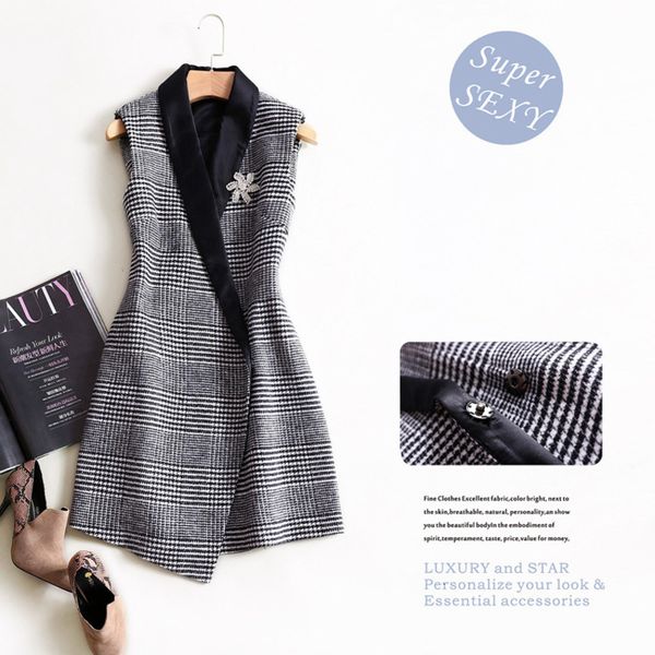 women's wool & blends women's clothes in autumn and winter thousand bird lattice sleeveless woolen jacket slim fit waistcoat fashi, Black
women's wool & blends women's clothes in autumn and winter thousand bird lattice sleeveless woolen jacket slim fit waistcoat fashi, Black