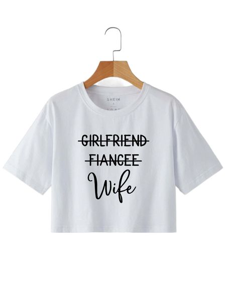 letter graphic crop tee c10n#, White