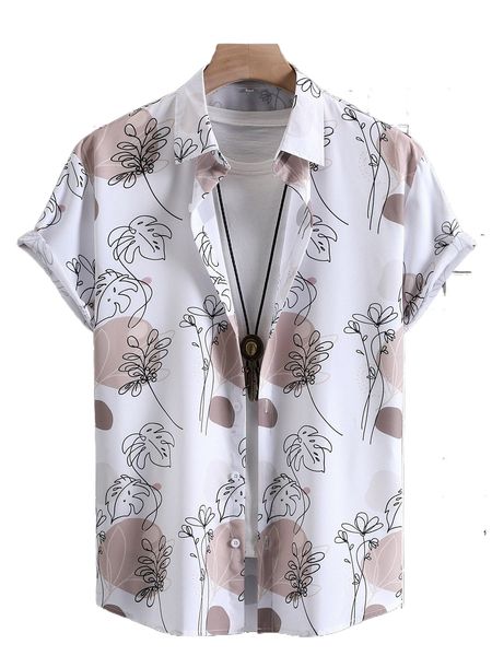 men random tropical print shirt without tee e26u#, White;black