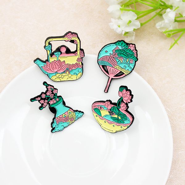 cartoon chinese style garden scenery enamel pins brooches 4pcs /set lotus leaf flower bonsai brooch for girls fan badge jewelry gift bag acc, Gray
cartoon chinese style garden scenery enamel pins brooches 4pcs /set lotus leaf flower bonsai brooch for girls fan badge jewelry gift bag acc, Gray