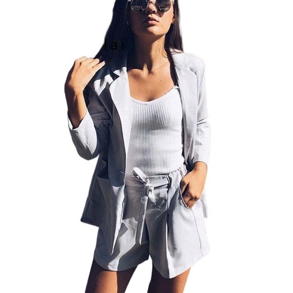 cotton linen summer suit female 2 pieces set tracksuit for women loose blazer bow elastic waist short pant suits high qual women's trac, Gray
cotton linen summer suit female 2 pieces set tracksuit for women loose blazer bow elastic waist short pant suits high qual women's trac, Gray