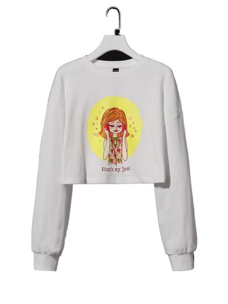 x calicostarstudio figure & slogan graphic crop sweatshirt s5sb#, Black
x calicostarstudio figure & slogan graphic crop sweatshirt s5sb#, Black