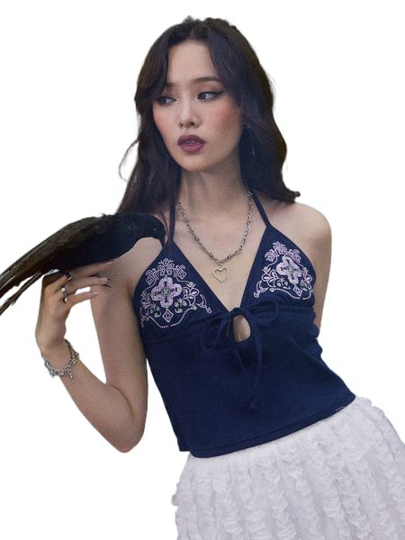 romwe goth embroidery tie front halter 93sd#, White
romwe goth embroidery tie front halter 93sd#, White