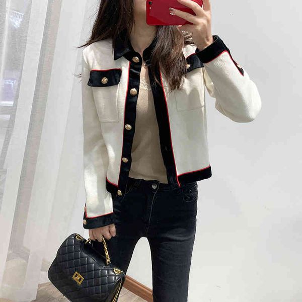 women's sweaters family french elegant black and white contrast color nail gold buckle polo collar long sleeve short sweater women�, White;black
women's sweaters family french elegant black and white contrast color nail gold buckle polo collar long sleeve short sweater women�, White;black