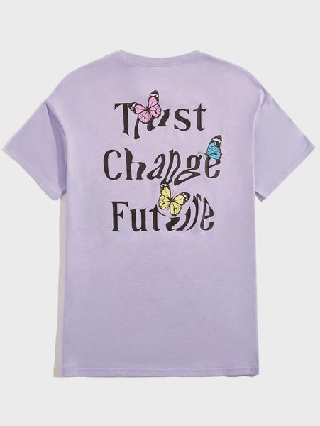 men butterfly and slogan graphic drop shoulder tee c9a1#, White;black
men butterfly and slogan graphic drop shoulder tee c9a1#, White;black