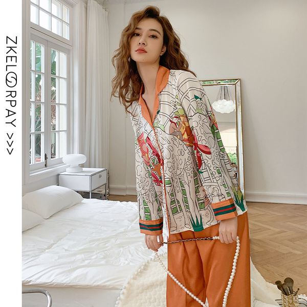 new ice silk pajamas women's sleepwear long-sleeved lapel printing suit high-quality foreign style net red fashion home clothes thin, Black;red
new ice silk pajamas women's sleepwear long-sleeved lapel printing suit high-quality foreign style net red fashion home clothes thin, Black;red