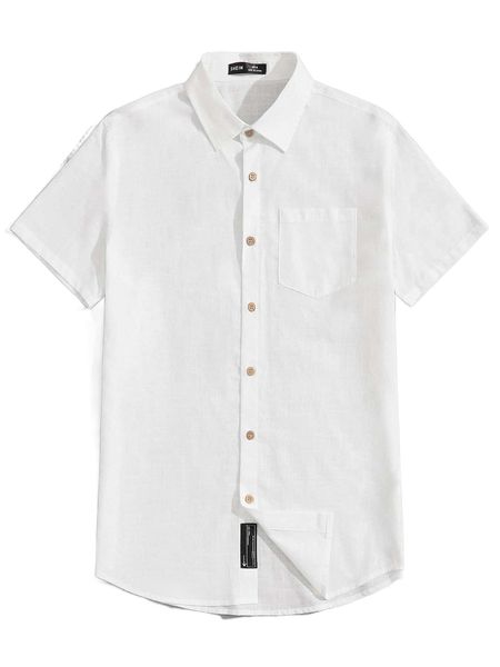 men patch detail shirt w95y#, White;black