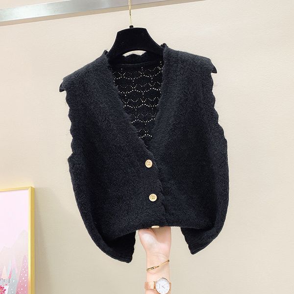 2022 wave v-neck knit sleeveless sweater short vest loose spring coat waistcoat lady cloth for women girl black, White;black
2022 wave v-neck knit sleeveless sweater short vest loose spring coat waistcoat lady cloth for women girl black, White;black