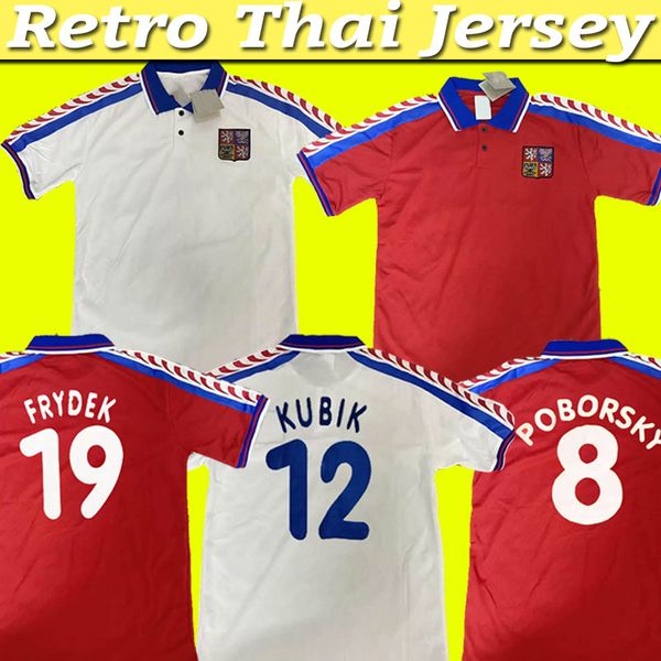 1996 czech republic retro soccer jersey #8 poborsky home red away white football shirt #4 nedved #18 novotny, Black;yellow
1996 czech republic retro soccer jersey #8 poborsky home red away white football shirt #4 nedved #18 novotny, Black;yellow