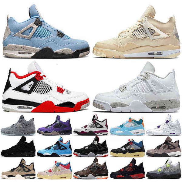 with box women mens jumpman 4 4s basketball shoes university blue sail fire red white oreo off trainers starfish sneakers