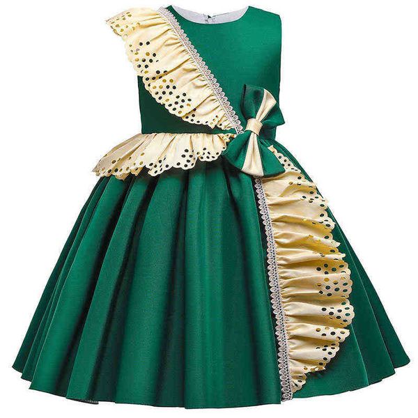 new summer satin children's dress princess girl host piano performance christmas contrast l220715, Red;yellow
new summer satin children's dress princess girl host piano performance christmas contrast l220715, Red;yellow