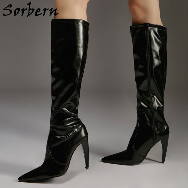 sorbern kitten heel knee high boots women pointed toe customized slim wide fit legs cute heeled drag queen crossdresser shoe, Black
sorbern kitten heel knee high boots women pointed toe customized slim wide fit legs cute heeled drag queen crossdresser shoe, Black