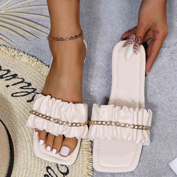 slippers women's sandals summer fashion shoes woman design pleated outside wear non-slip female slides white leisure 220530, Black
slippers women's sandals summer fashion shoes woman design pleated outside wear non-slip female slides white leisure 220530, Black