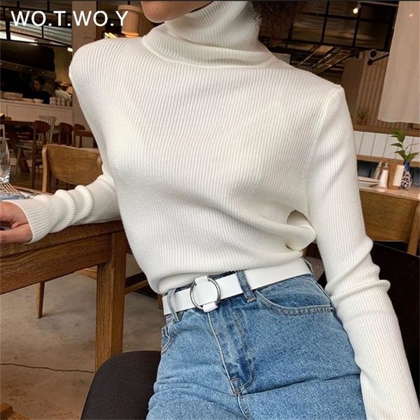 wotwoy casual basic turtleneck sweater women solid long sleeve knitted pullovers women 2020 autumn winter slim fit sweater pink lj201017, White;black
wotwoy casual basic turtleneck sweater women solid long sleeve knitted pullovers women 2020 autumn winter slim fit sweater pink lj201017, White;black