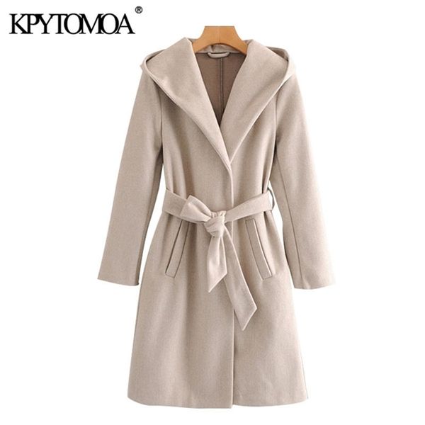 kpytomoa women fashion with belt woolen hooded coat vintage long sleeve side pockets female outerwear chic overcoat 201222, Black
kpytomoa women fashion with belt woolen hooded coat vintage long sleeve side pockets female outerwear chic overcoat 201222, Black