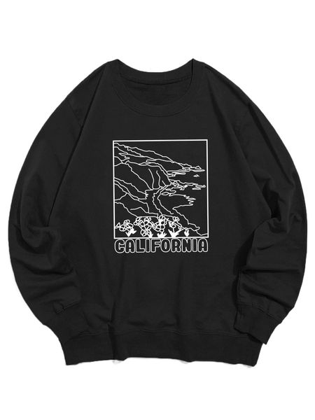men letter graphic sweatshirt k04x#, Black