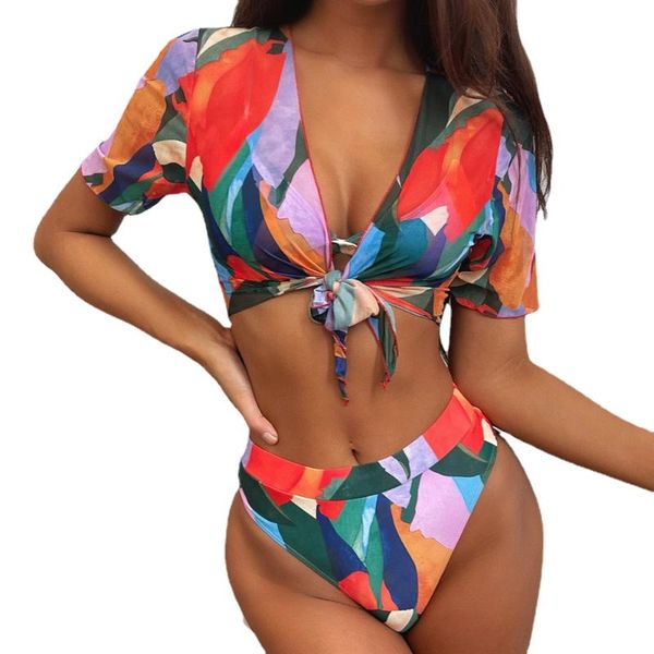 women's swimwear bikini set women 3-piece print high waist swimsuit bikinis bathing suit short sleeve cover up beach mujerwomen's, White;black
women's swimwear bikini set women 3-piece print high waist swimsuit bikinis bathing suit short sleeve cover up beach mujerwomen's, White;black