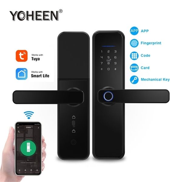 yoheen wifi tuya smart life app phone control intelligent electronic digital door lock biometric fingerprint smart lock 201013
yoheen wifi tuya smart life app phone control intelligent electronic digital door lock biometric fingerprint smart lock 201013