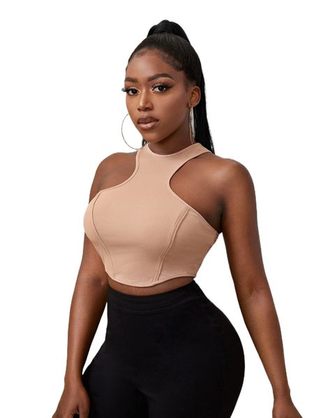 sxy ribbed knit crop tank 44ru#, White 
sxy ribbed knit crop tank 44ru#, White