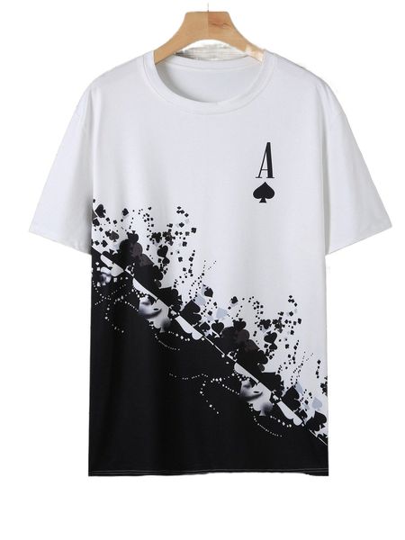 men color block playing card print tee v7ir#, White;black
men color block playing card print tee v7ir#, White;black