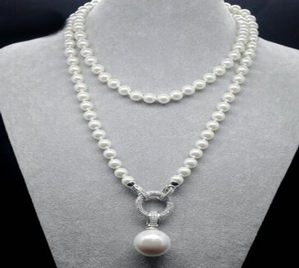 # wholesale 35" long 10mm sea shell pearl pendant long sweater necklaces korean party jewelry accessory, Silver
# wholesale 35" long 10mm sea shell pearl pendant long sweater necklaces korean party jewelry accessory, Silver