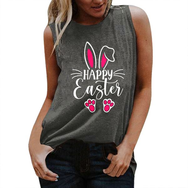 women's fashion easter bunny sleeveless european size spot shirt european and american t-shirt printing letter short sleeve, White
women's fashion easter bunny sleeveless european size spot shirt european and american t-shirt printing letter short sleeve, White