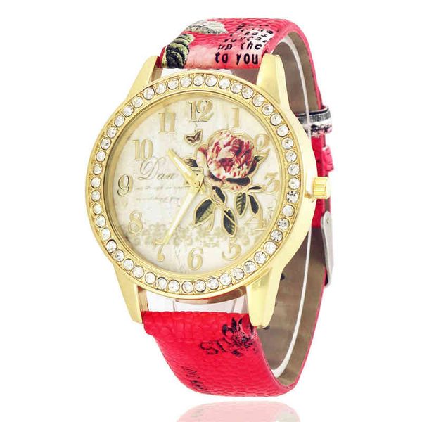 printed leather belt quartz women's watch diamond inlaid digital flower leisure women's flower band watch, Slivery;golden
printed leather belt quartz women's watch diamond inlaid digital flower leisure women's flower band watch, Slivery;golden