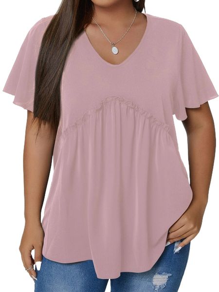 plus frill trim flutter sleeve blouse j9lk#, Black
plus frill trim flutter sleeve blouse j9lk#, Black