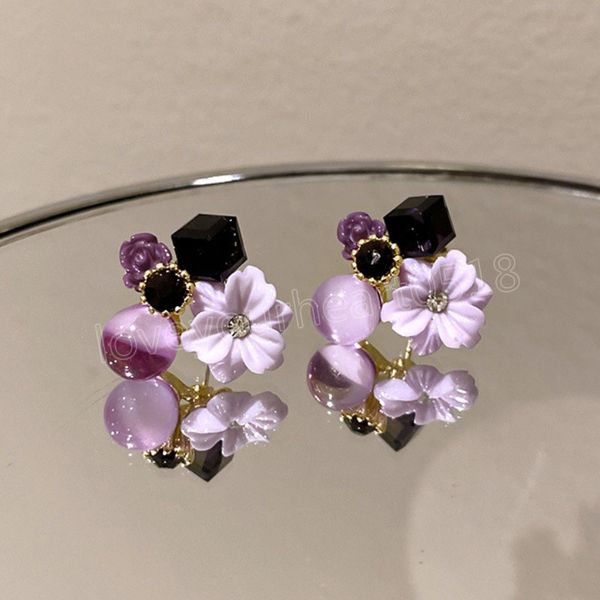 s925 needle delicate jewelry flower earring sweet purple opal crystal resin stud earrings for women party gifts, Golden;silver
s925 needle delicate jewelry flower earring sweet purple opal crystal resin stud earrings for women party gifts, Golden;silver