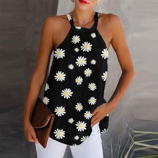 women daisy print elegant halter summer sleeveless blouse linen blouses shirt women plus size streetwear y200622, White
women daisy print elegant halter summer sleeveless blouse linen blouses shirt women plus size streetwear y200622, White