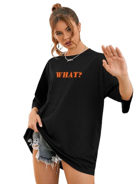 letter graphic drop shoulder oversized tee r2kv#, White