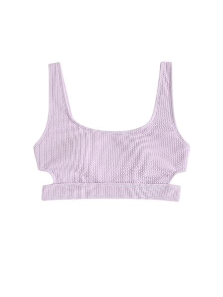 plain cut-out bikini u7w7#, White;black