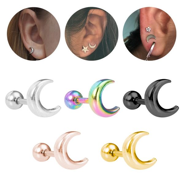moon stud earring for women cartilage tragus stainless steel conch helix ear piercing daith earrings body jewelry, Golden;silver
moon stud earring for women cartilage tragus stainless steel conch helix ear piercing daith earrings body jewelry, Golden;silver