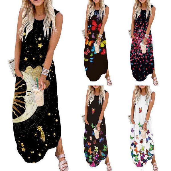 luxury designer women's dresses 2022 sleevels mid long casual fashion print dresses, Black;gray
luxury designer women's dresses 2022 sleevels mid long casual fashion print dresses, Black;gray
