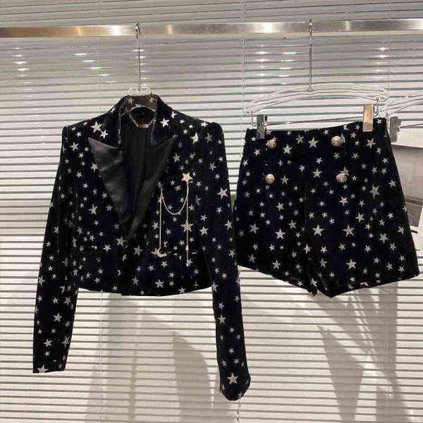premium spring long sleeve pin chain slim velvet blazer casual shorts two piece set women outfits gd841, White
premium spring long sleeve pin chain slim velvet blazer casual shorts two piece set women outfits gd841, White