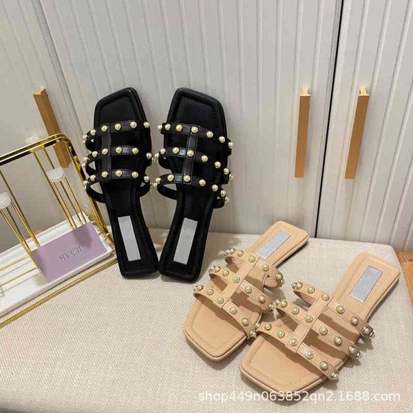 slippers square head sandals summer korean version thick heel pearl rivet hollowed out flat soft sole one-sided shoes 0oer, Black
slippers square head sandals summer korean version thick heel pearl rivet hollowed out flat soft sole one-sided shoes 0oer, Black