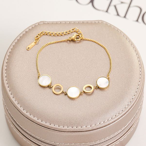 french style round shell stainless steel charm bracelet elegant women engagement jewelry, Golden;silver
french style round shell stainless steel charm bracelet elegant women engagement jewelry, Golden;silver