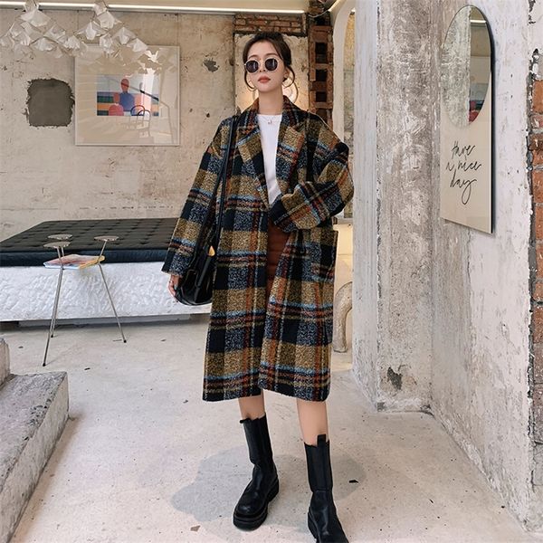 autumn winter 2020 female contrast colorplaid woolen coat loose casual all match thickened warm women long woollen overcoat lj201106, Black
autumn winter 2020 female contrast colorplaid woolen coat loose casual all match thickened warm women long woollen overcoat lj201106, Black