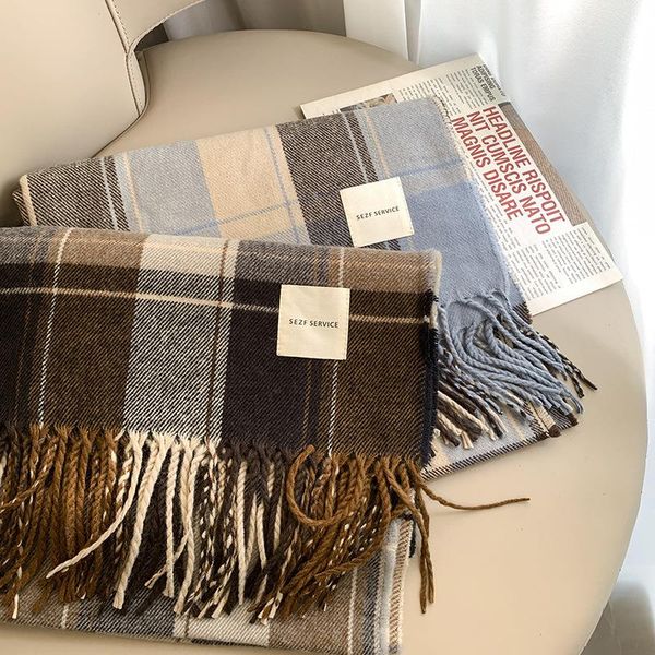 luxury plaid scarf winter warm cashmere women long bandana pashmina foulard female scarves tassel shawl and wraps design, Blue;gray
luxury plaid scarf winter warm cashmere women long bandana pashmina foulard female scarves tassel shawl and wraps design, Blue;gray